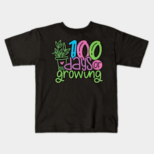 100 Days Of Growing Plant 100 Days Of School Teacher Kids T-Shirt